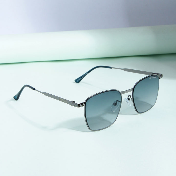 Grey Metal Frame And Polycarbonate Glass Square Sunglasses For Men & Women