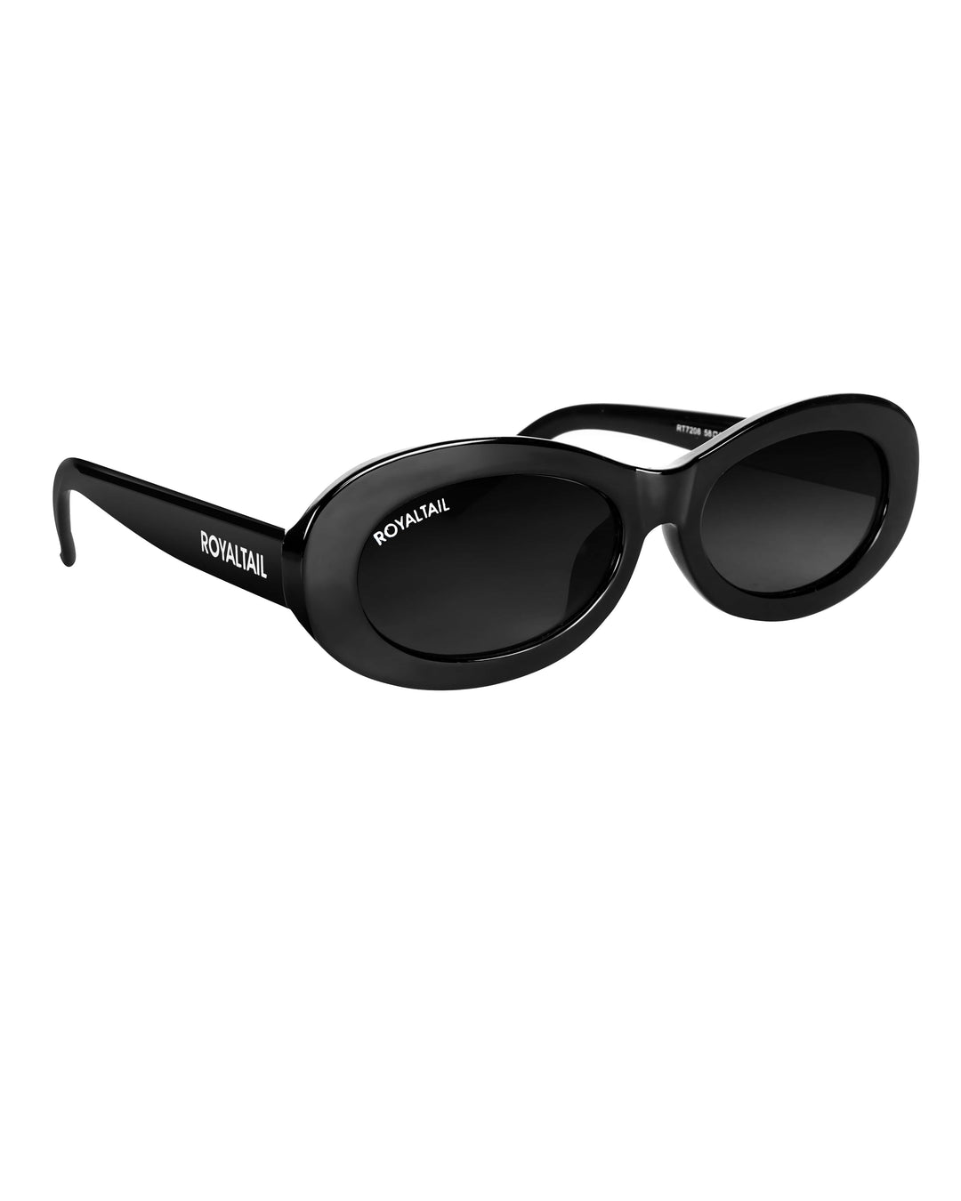 Narrow Oval Retro Black UV Protected Sunglasses RT064