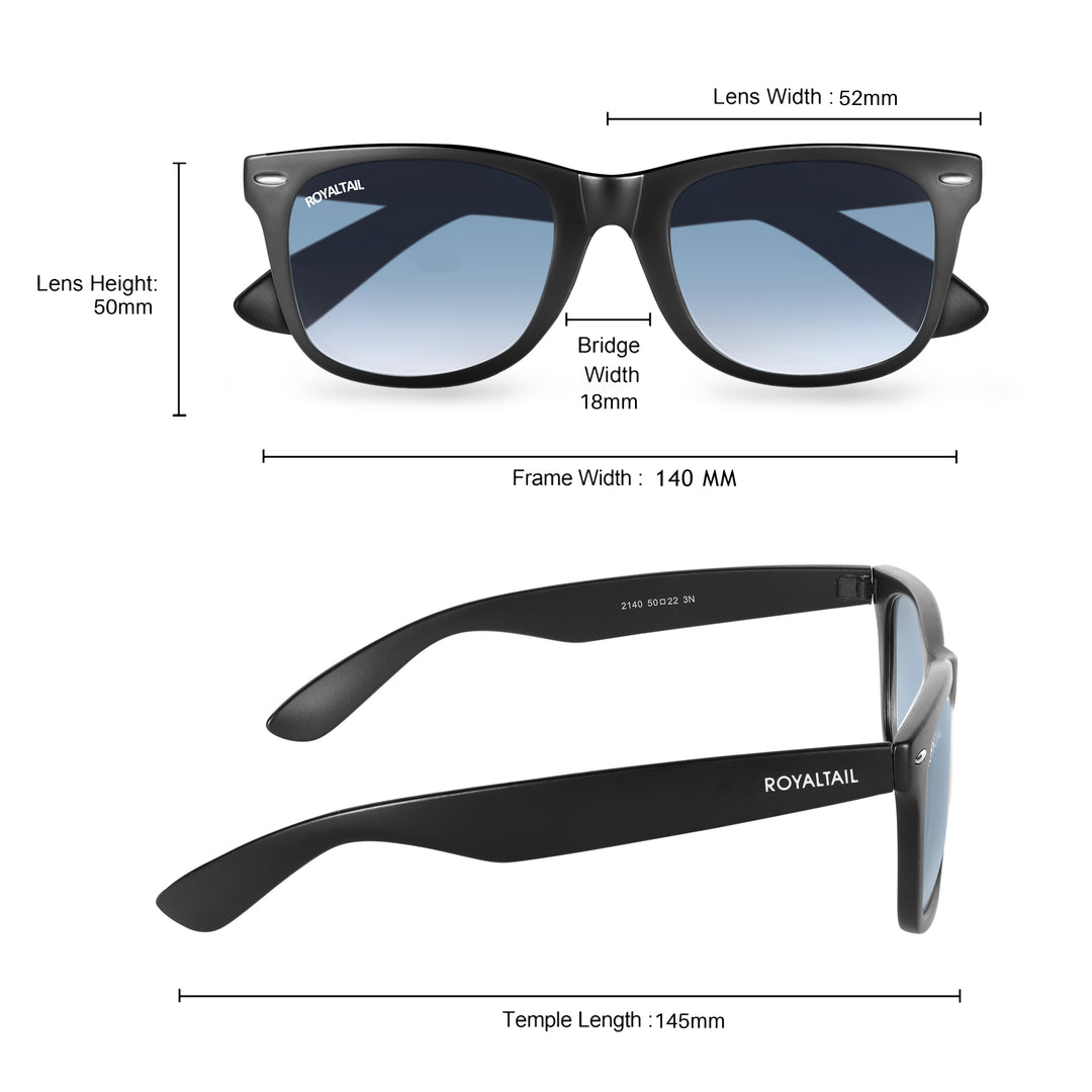 Blue Gradient Glass and Black Frame Wayfarer Sunglasses for Men and Women