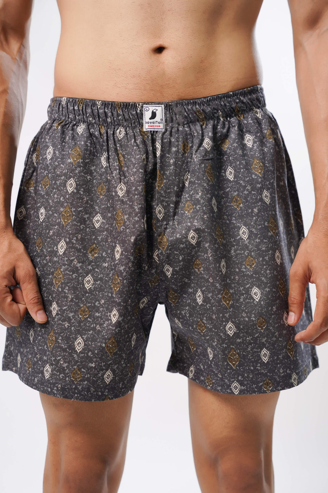 GREY ALL OVER PRINTED MENS BOXERS