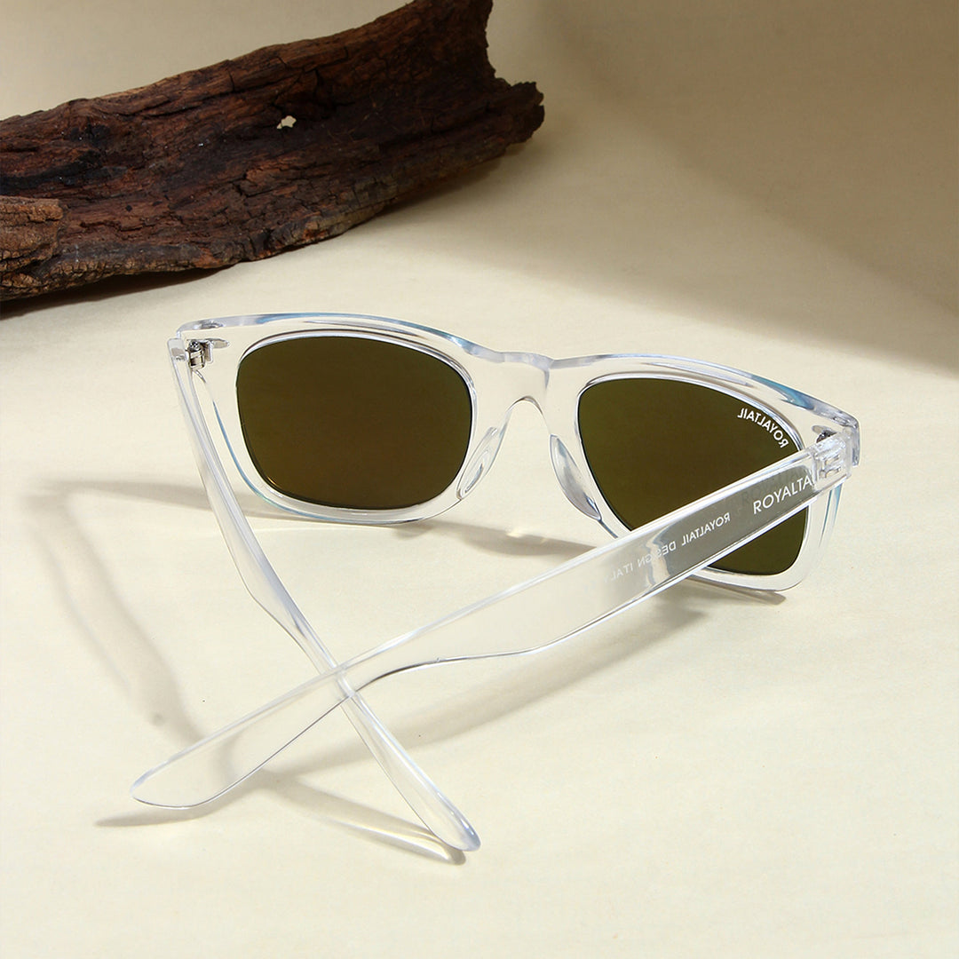 Aqua Blue Glass and Clear Frame Wayfarer Sunglasses for Men and Women