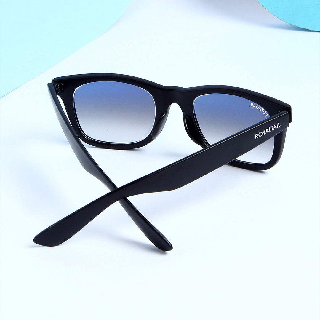 Blue Gradient Glass and Black Frame Wayfarer Sunglasses for Men and Women