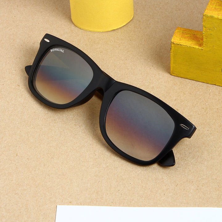 Brown Gradient Glass and Black Frame Wayfarer Sunglasses for Men and Women