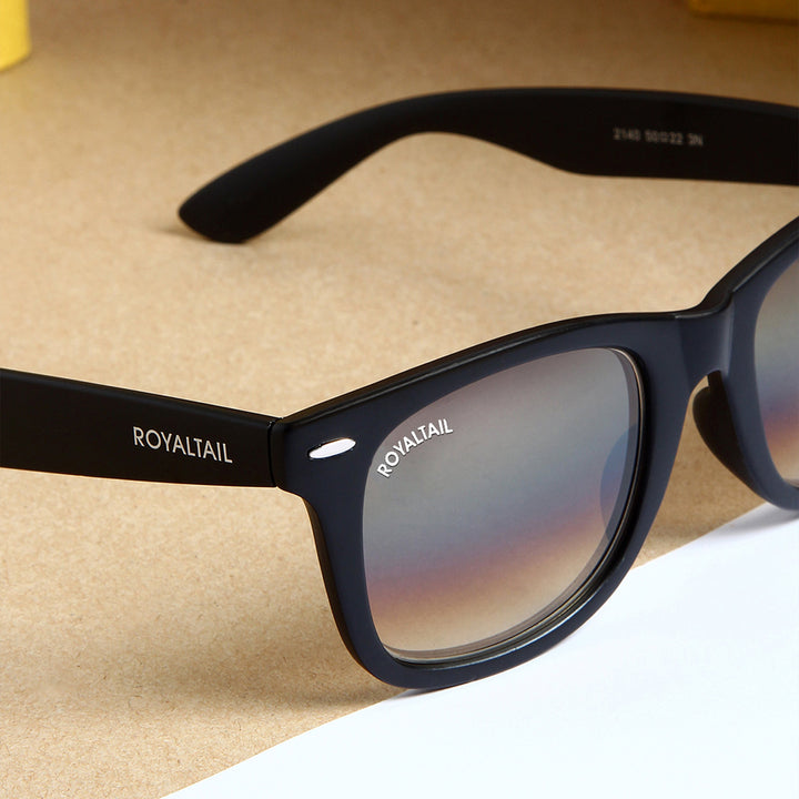 Brown Gradient Glass and Black Frame Wayfarer Sunglasses for Men and Women