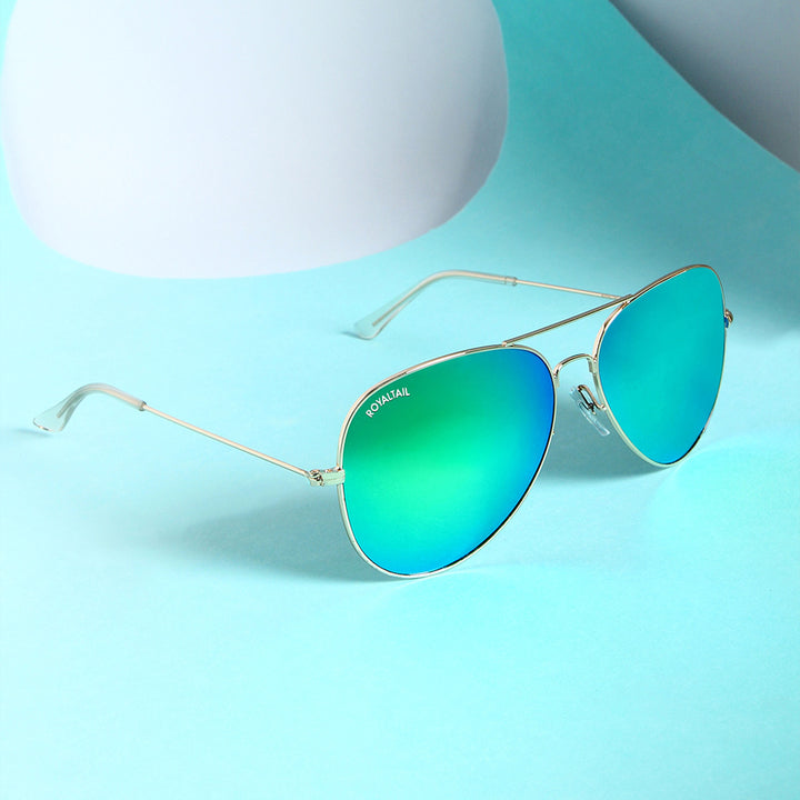 Stylish Aquaman Green Glass And Gold Frame Aviator Sunglasses