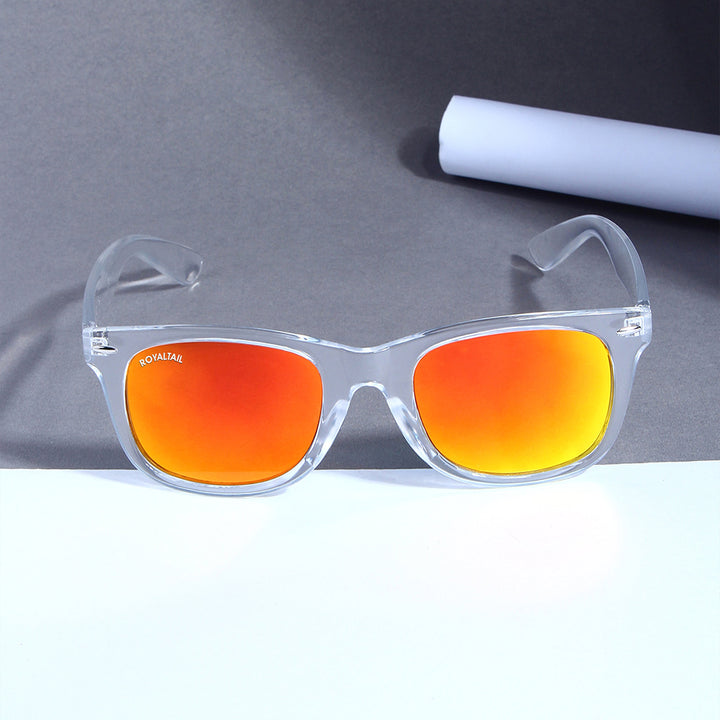 Orange Glass and Clear Frame Wayfarer Sunglasses for Men and Women