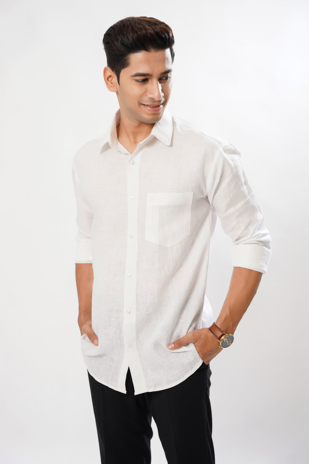 Alba Bright White Luxurious Linen Shirt – Royaltail