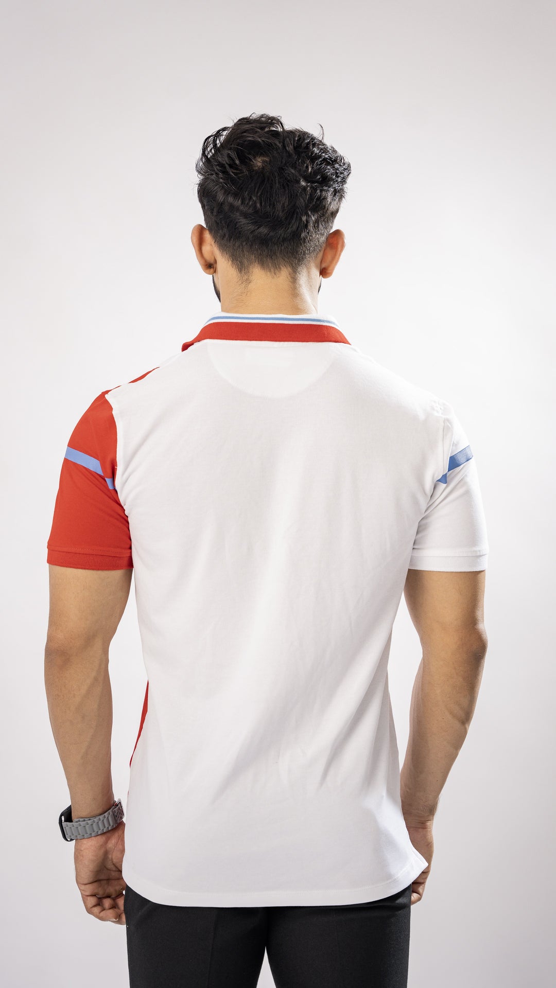 WHITE AND RED SUPER SOFT TEXTURED ORGANIC COTTON PREMIUM COTTON POLO - Royaltail