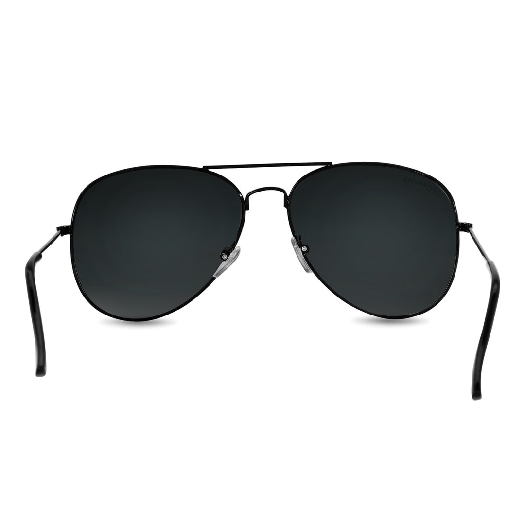 Black Classic Glass and Black Frame Aviator Sunglasses for men and women