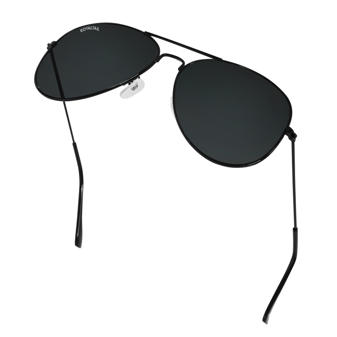 Black Classic Glass and Black Frame Aviator Sunglasses for men and women