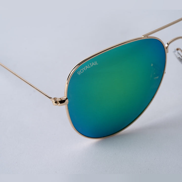 Stylish AQUAMAN Green Glass And Gold Frame Aviator Sunglasses