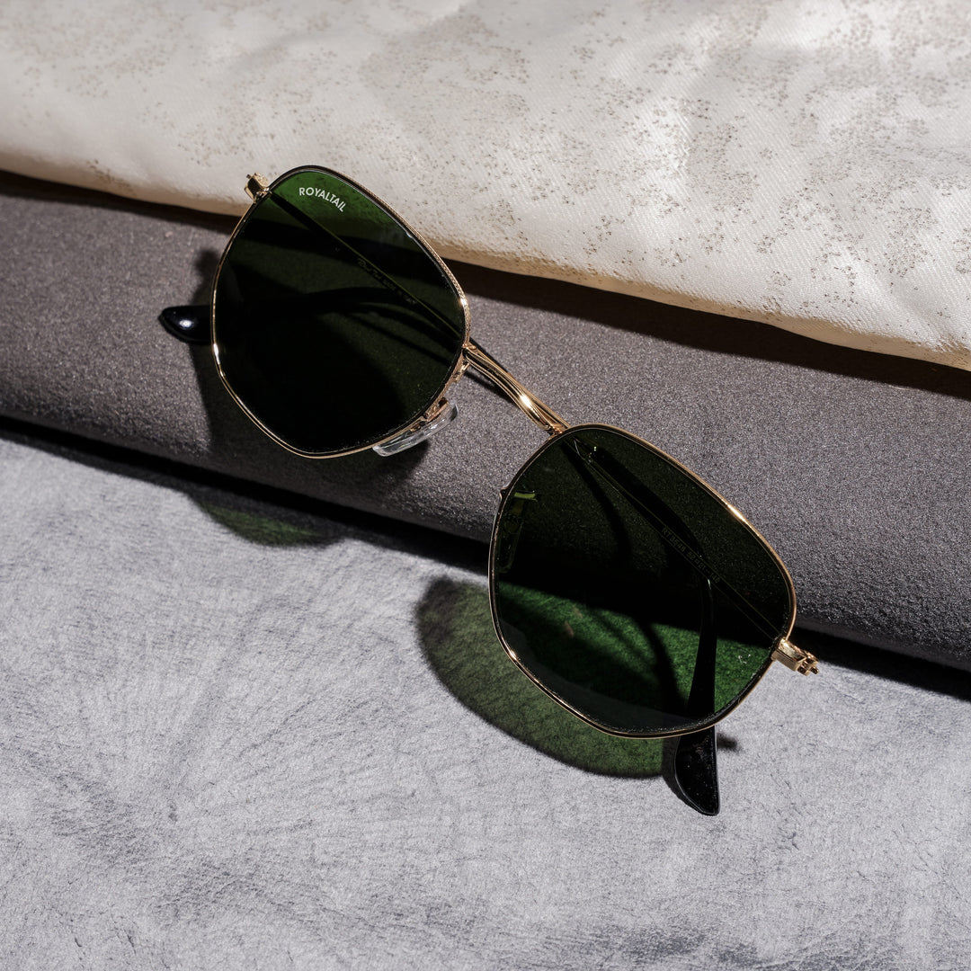 royaltail sunglasses hexagonal rt golden green round