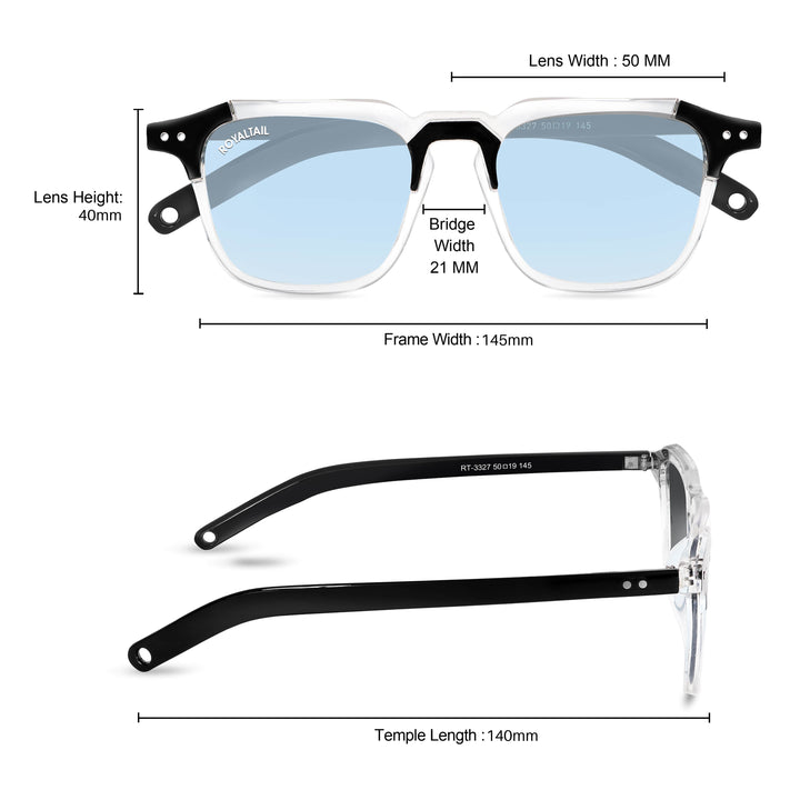 Sky Blue Glass and Black Frame Square Kingsman-06 Series Sunglasses - Royaltail