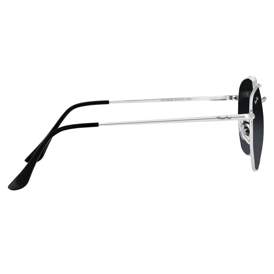 Camile Black Glass and Silver Frame Round Sunglasses