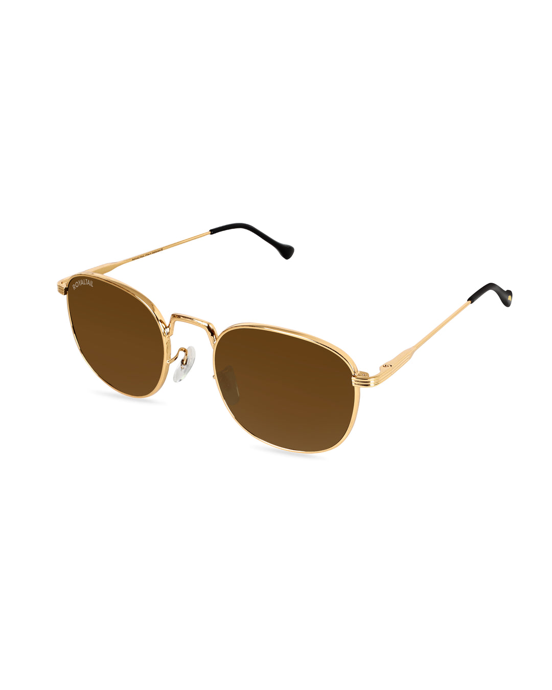 Brown Glass and Gold Frame Round Medford Series Polarized Sunglasses - Royaltail