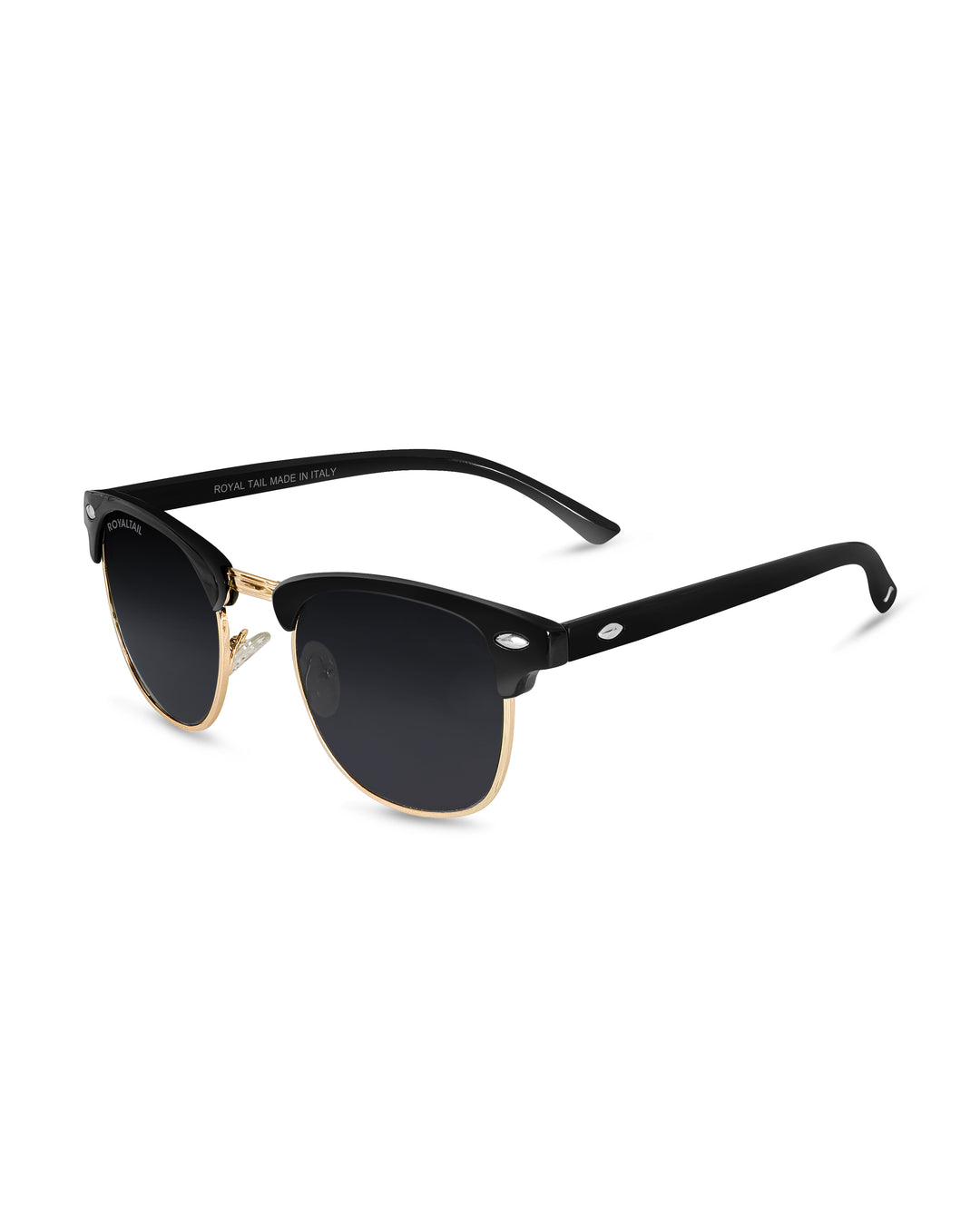 Black Glass and Gold Frame Rim Clubmaster Edition Sunglasses - Royaltail